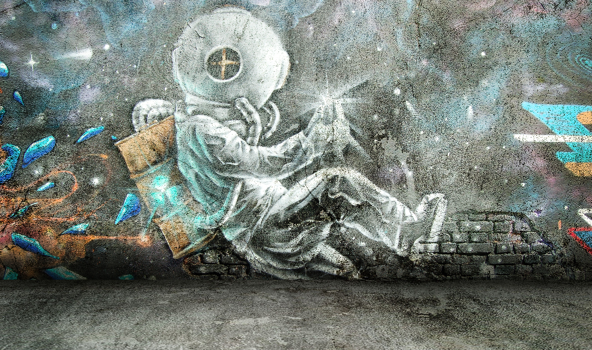 EXT. GRAFFITI ALLEY ASTRONAUT  – DAY