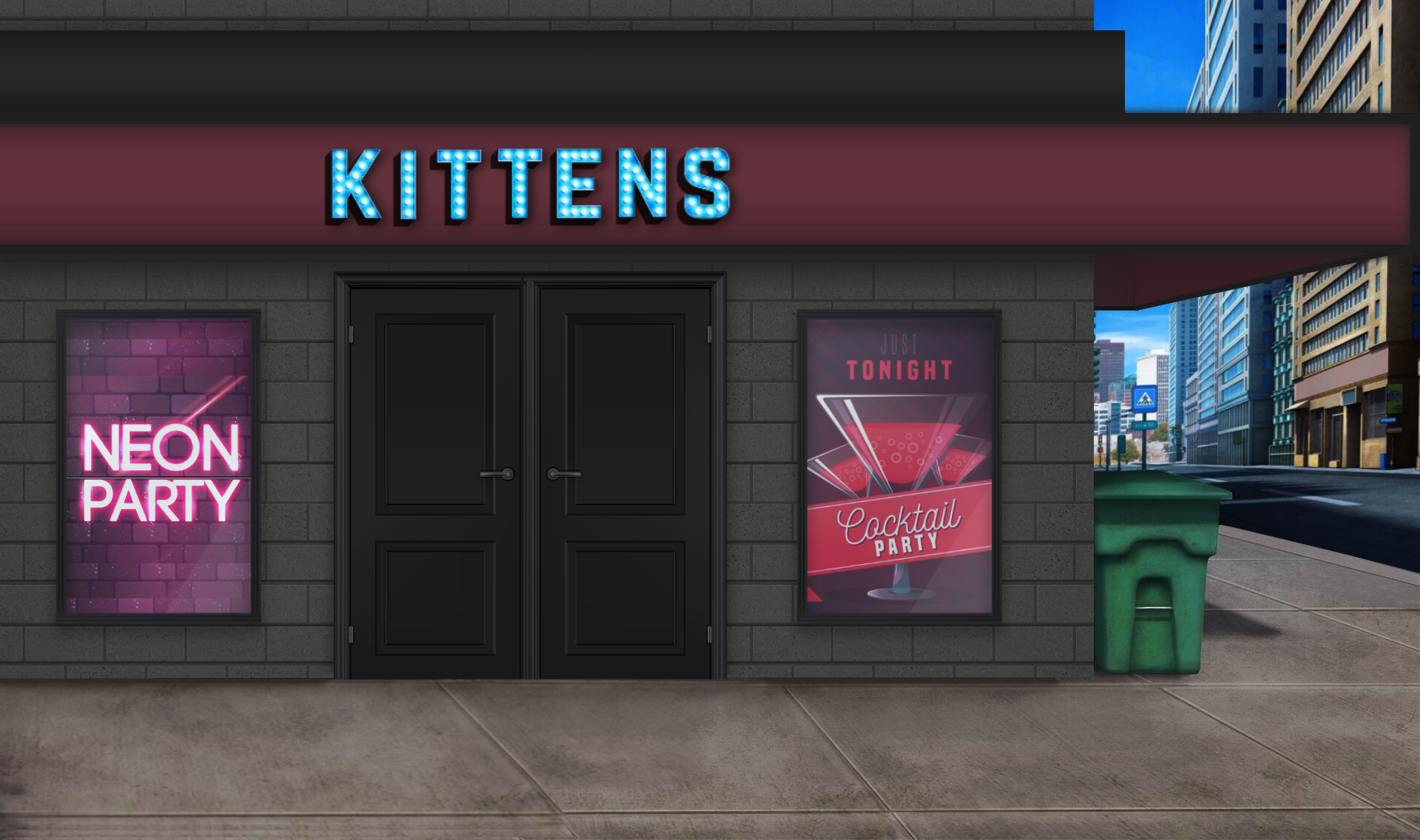 EXT. KITTENS CLUB – DAY