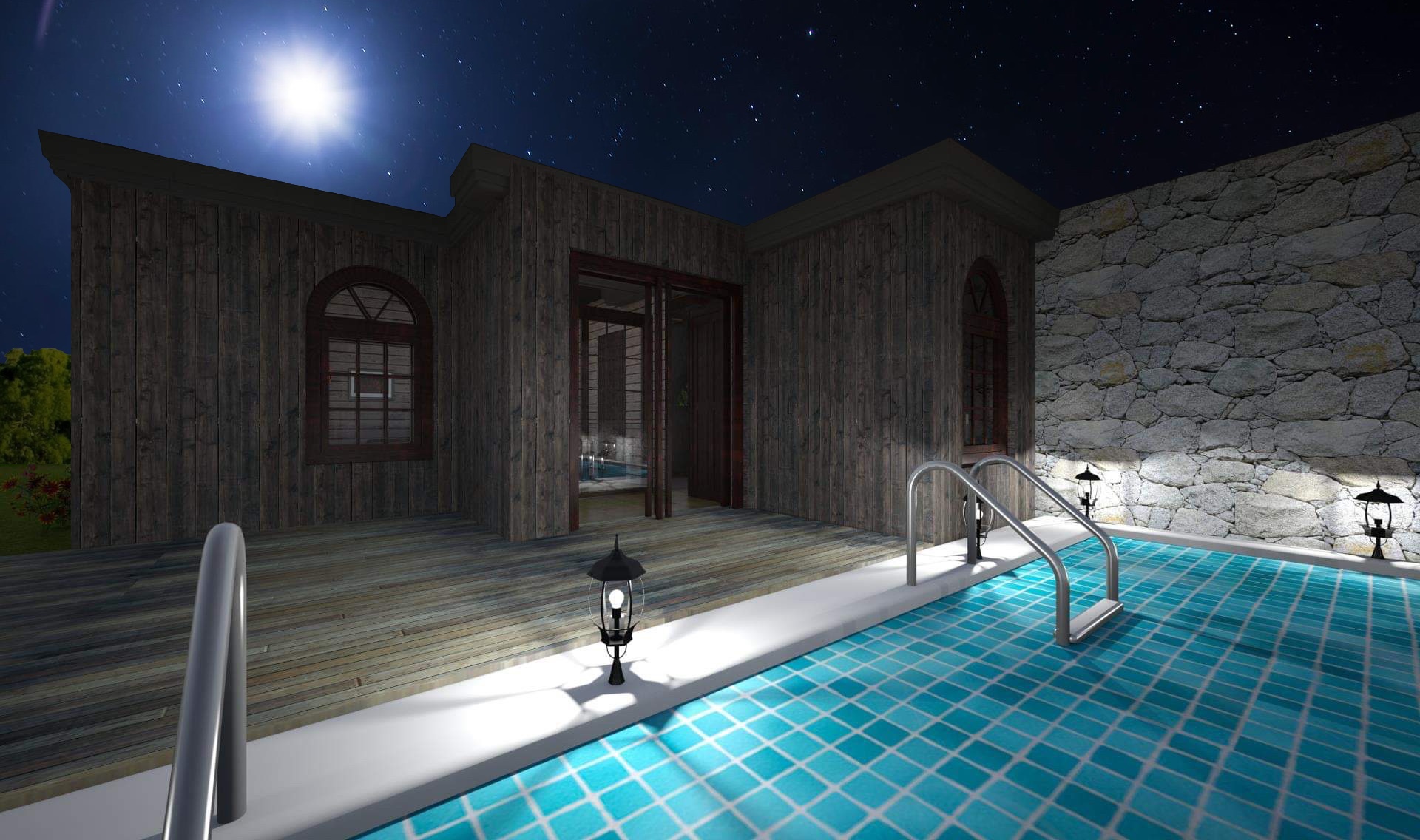 EXT. WOODEN HOME – NIGHT