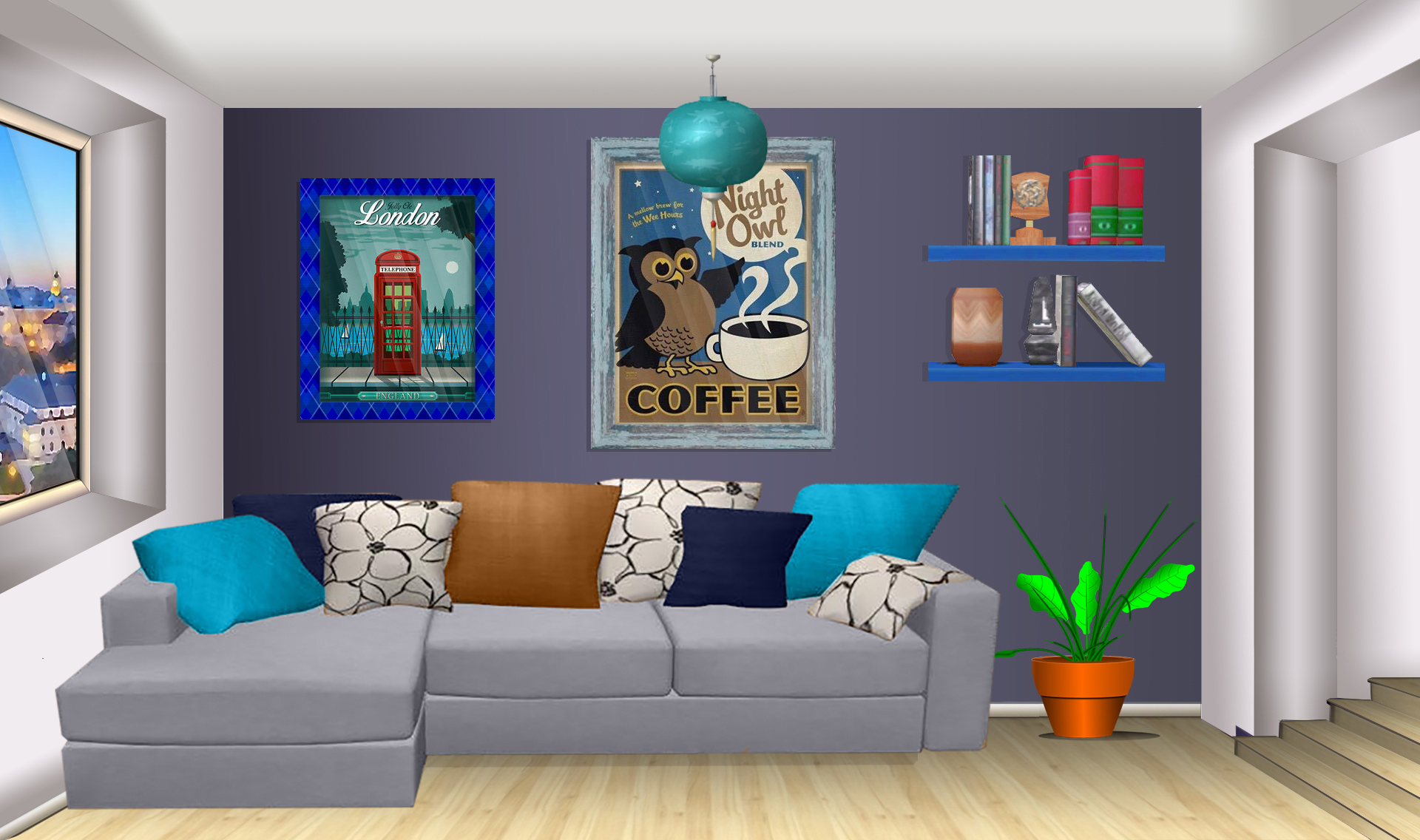 INT. APARTMENT BLUE LIVING ROOM – DAY