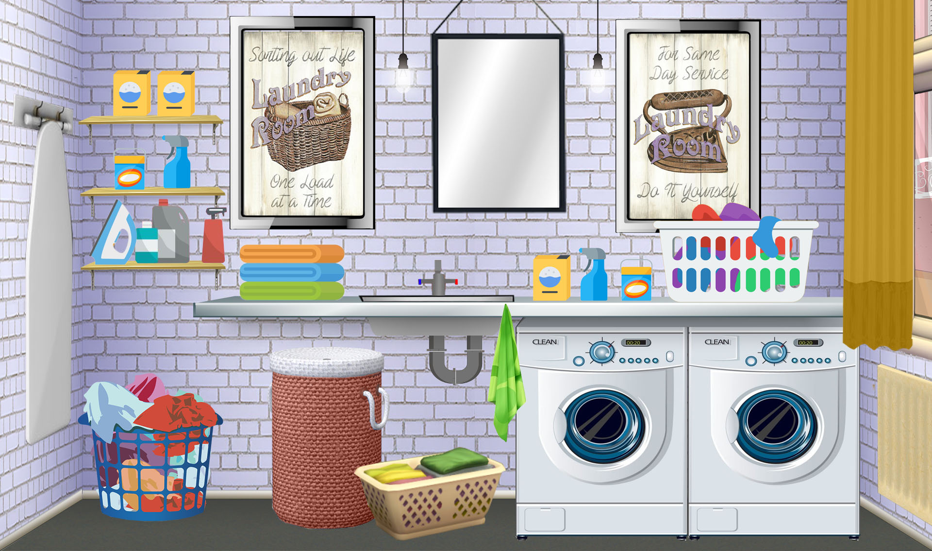 INT. APARTMENT LAUNDRY – DAY