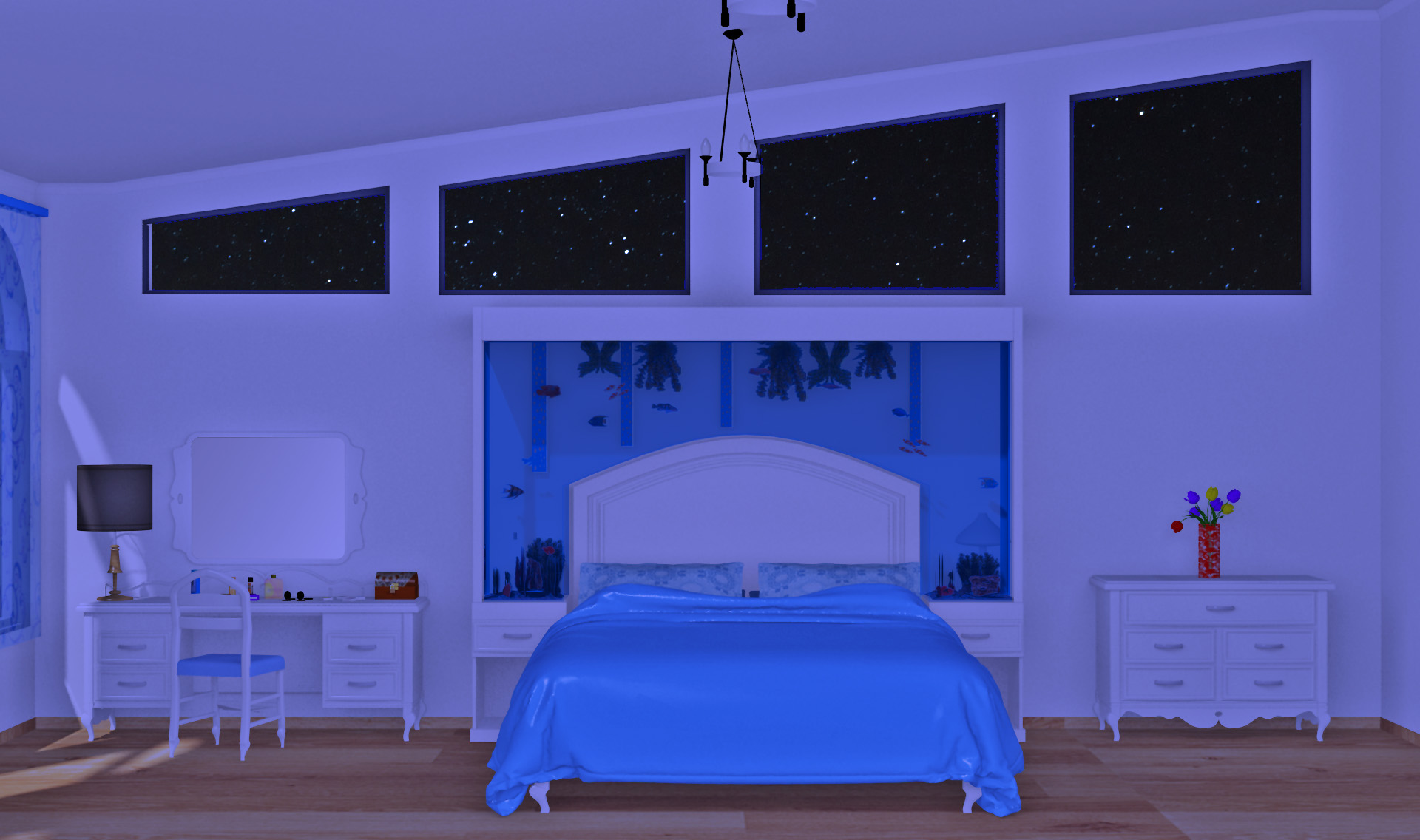 INT. AQUA BEDROOM 2 STARS – NIGHT