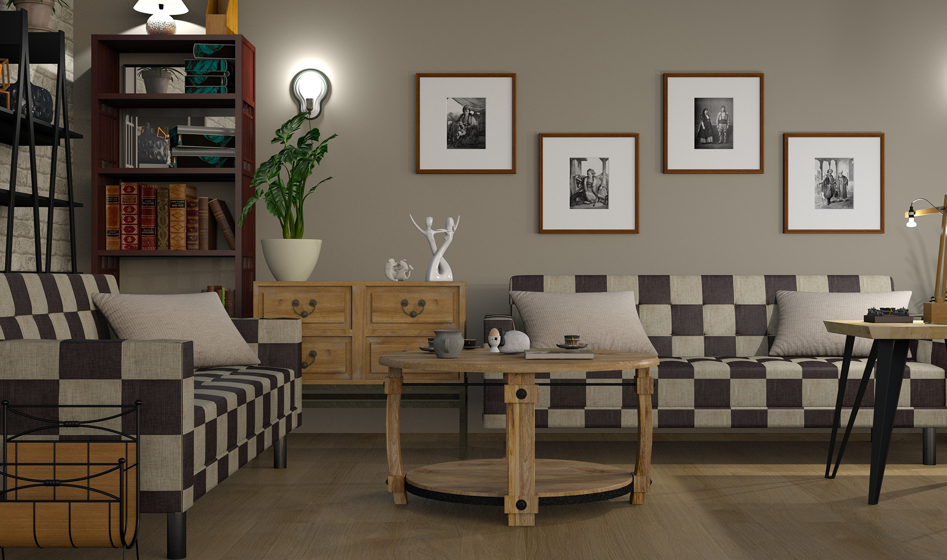 INT. CHEQUERED LIVING ROOM – DAY
