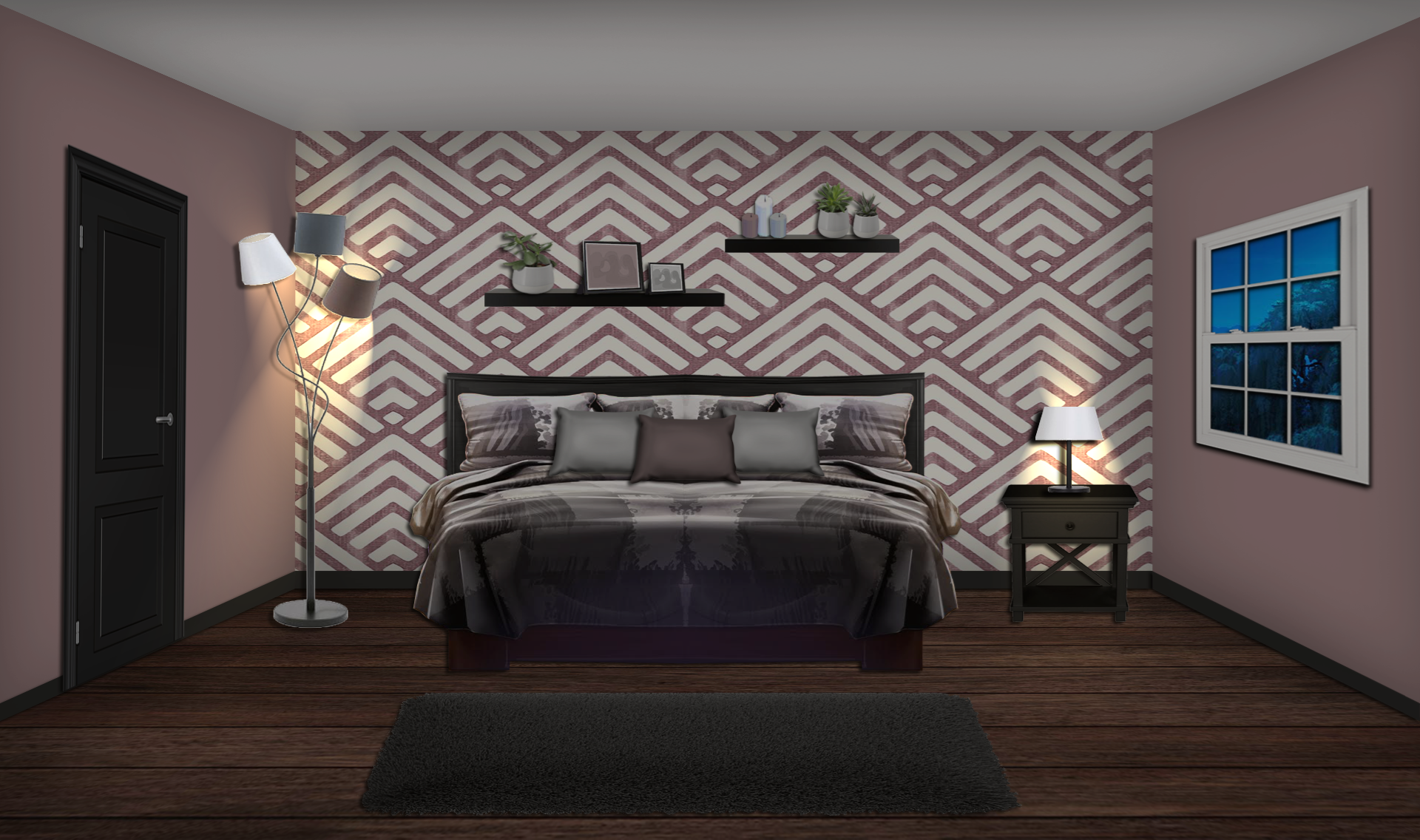INT. COURTNEY BEDROOM WITH LIGHTS – NIGHT
