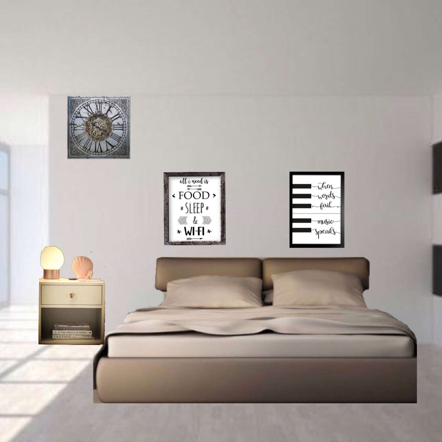 INT. DECORATED NEUTRAL BEDROOM – DAY