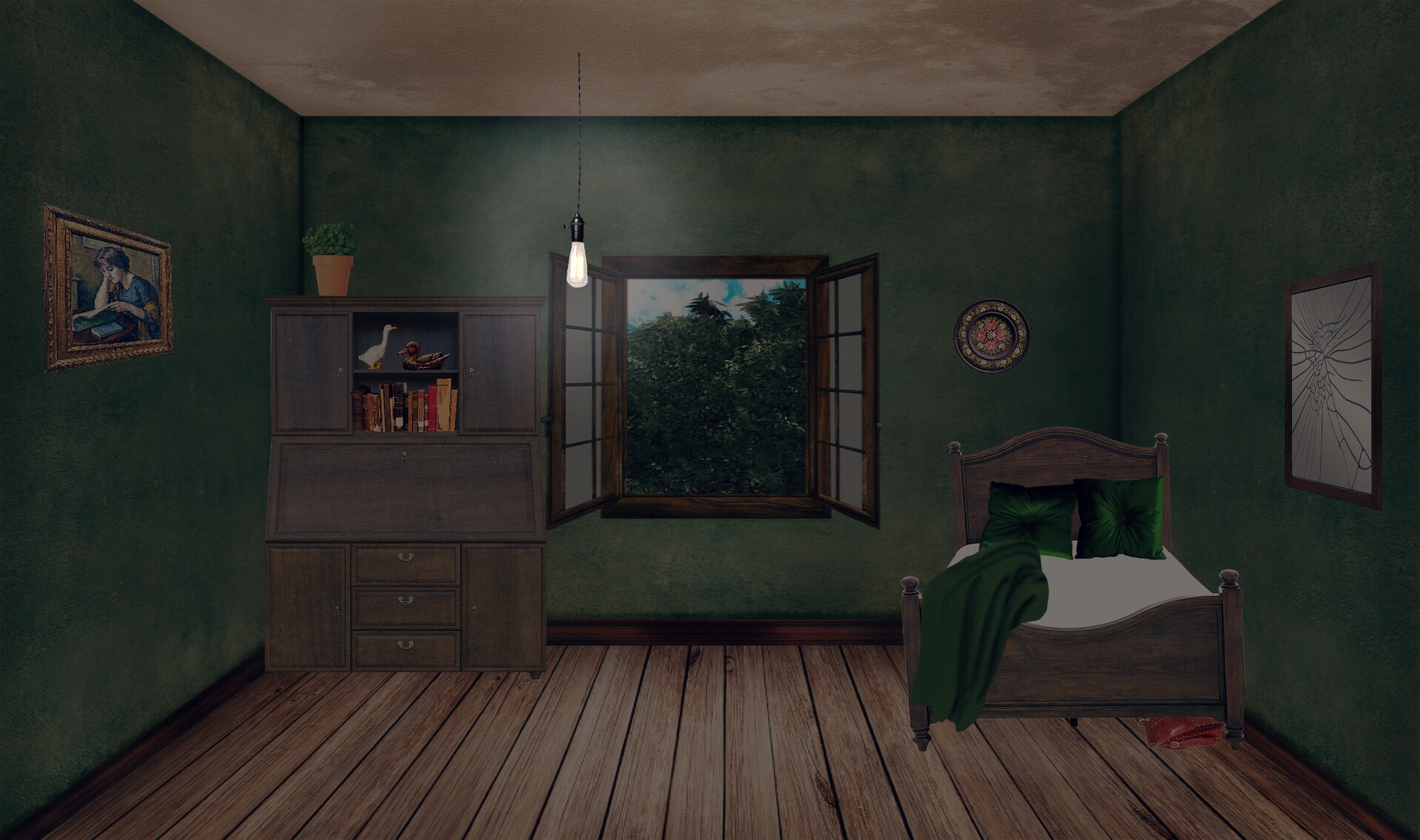 INT. HOME ALONE BEDROOM GREEN – NIGHT