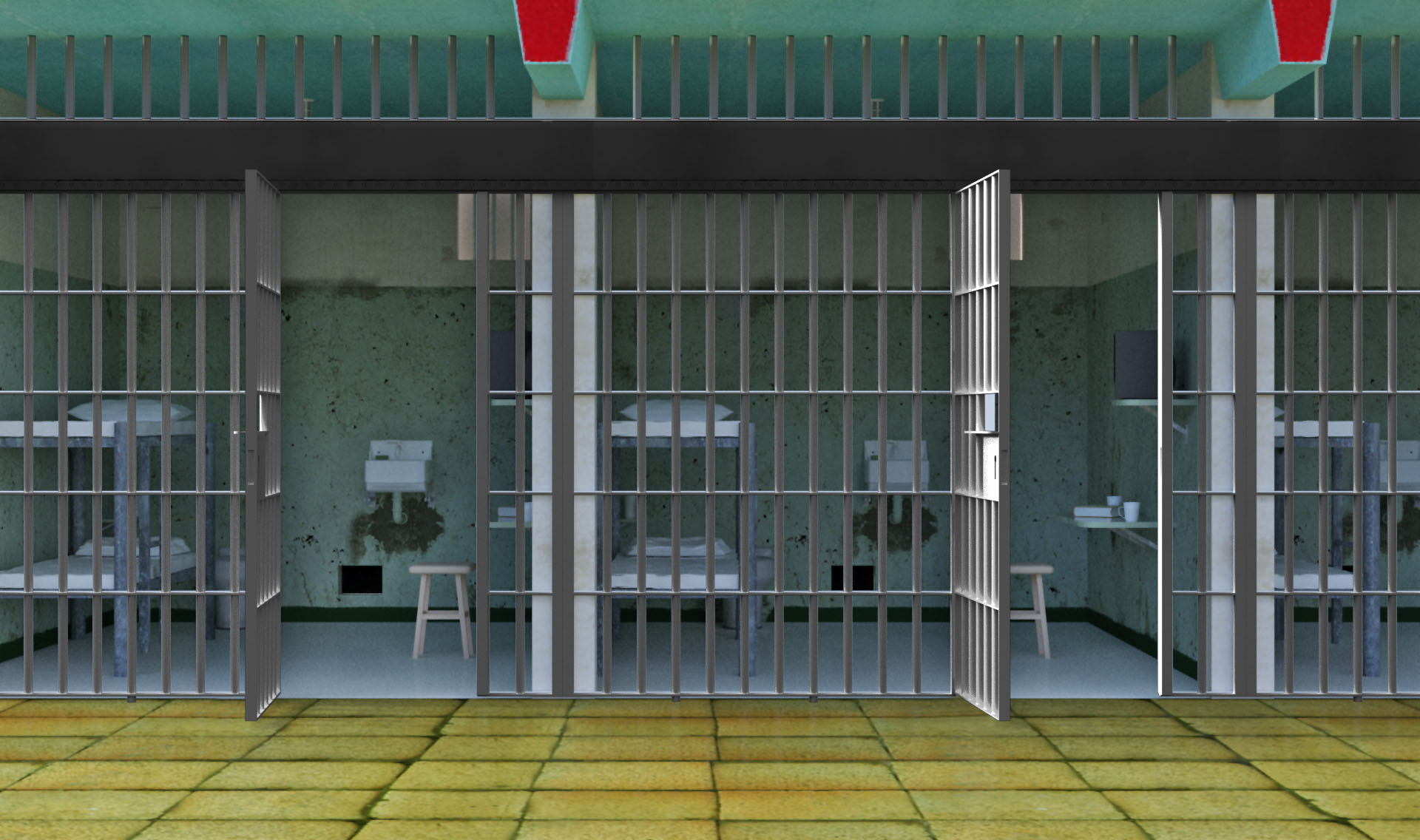 INT. JAIL CELLS OPEN – DAY