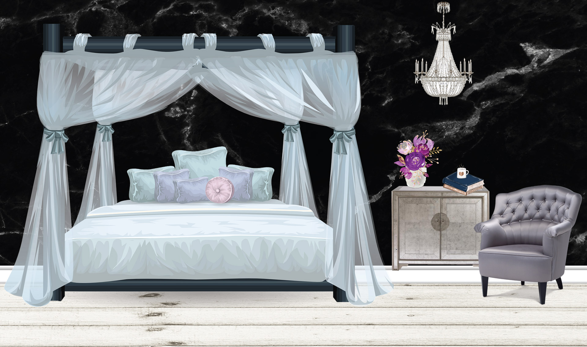 INT. LUXURY MARBLE BEDROOM – NIGHT