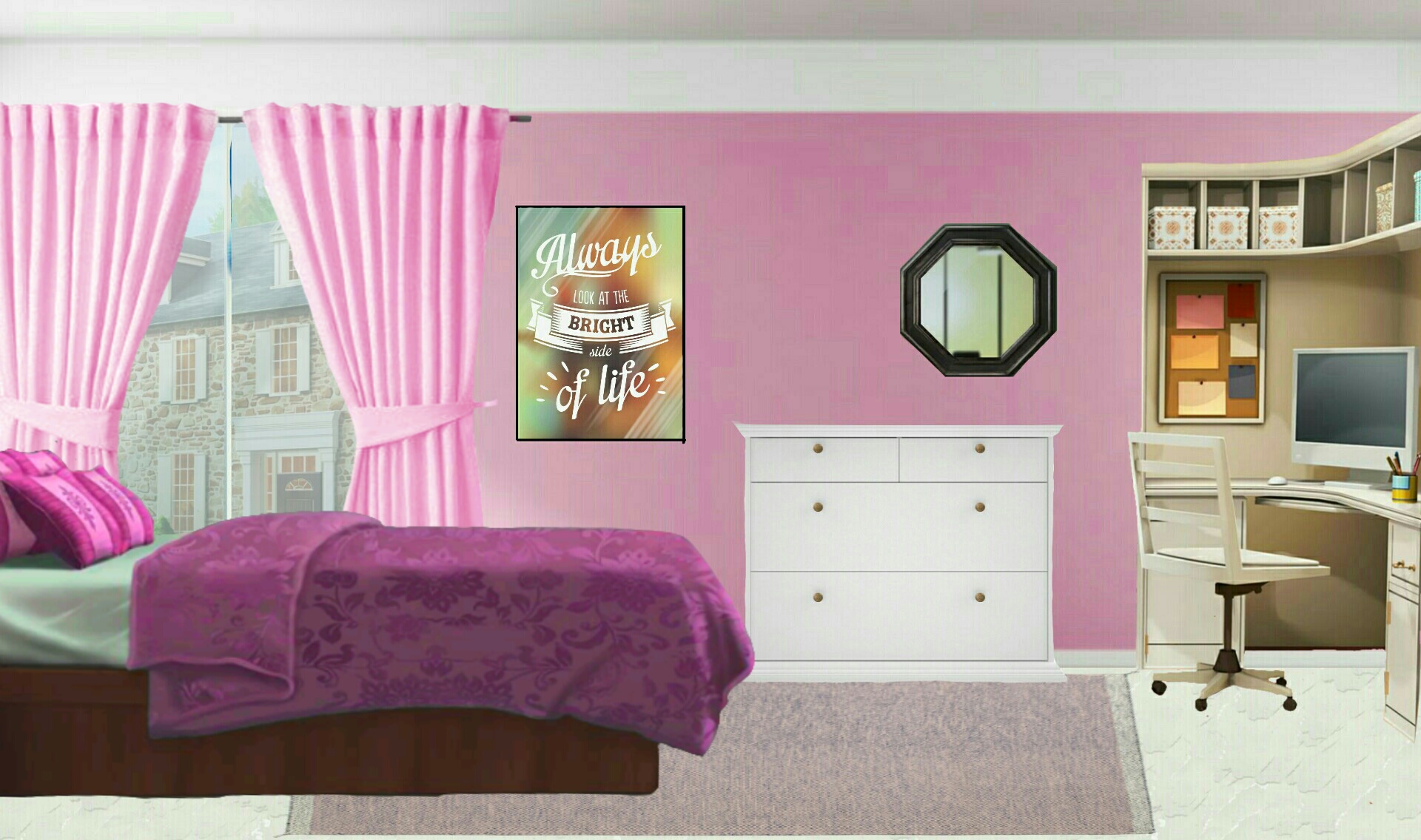 INT. PINK GIRLS BEDROOM – DAY