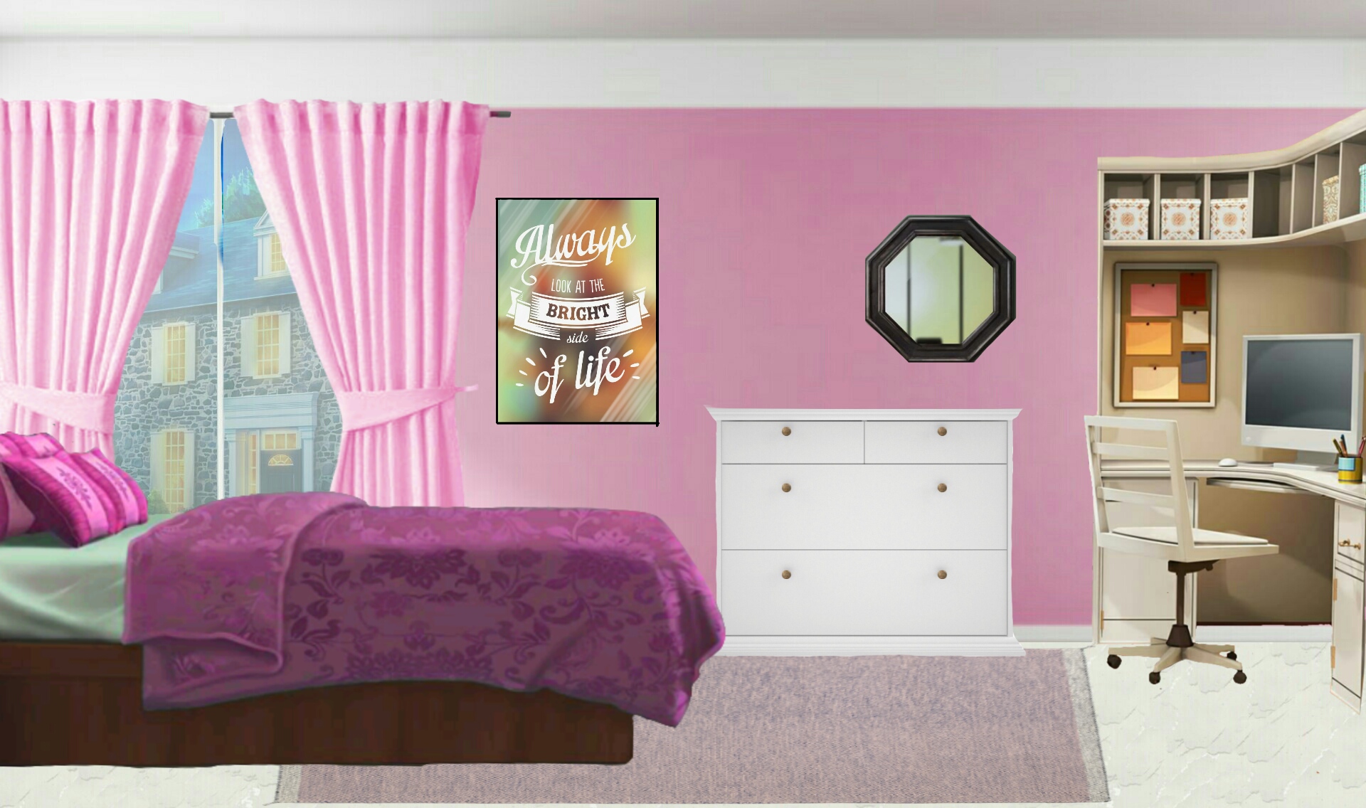 INT. PINK GIRLS BEDROOM – NIGHT